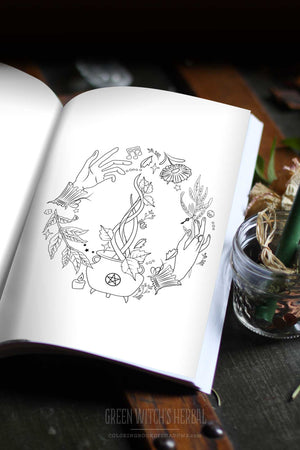 Coloring Book of Shadows: Green Witch's Herbal