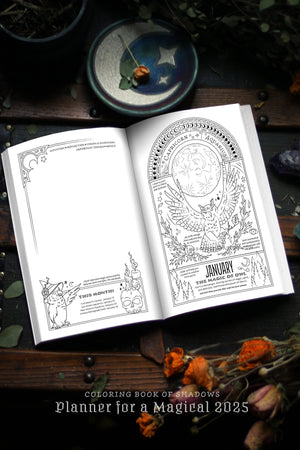 Coloring Book of Shadows: Planner for a Magical 2025 (+ Bonus Fortune Teller PDF!)