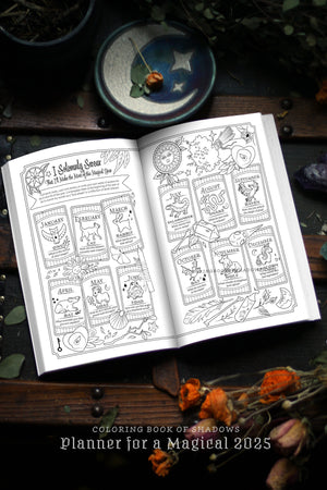 Coloring Book of Shadows: Planner for a Magical 2025 (+ Bonus Fortune Teller PDF!)