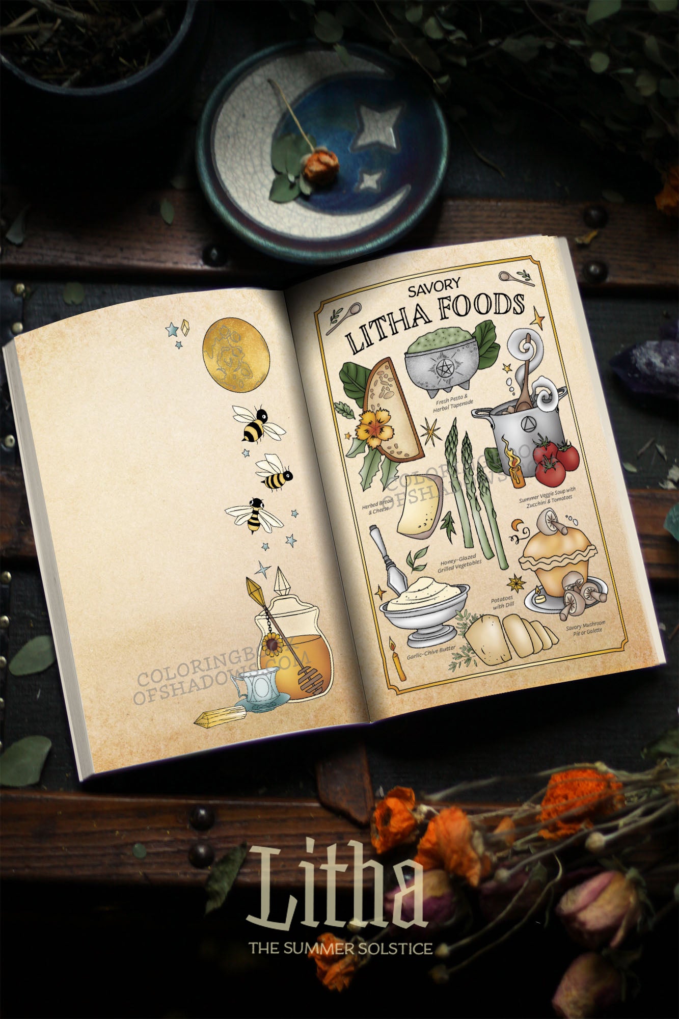FULL COLOR Litha: The Summer Solstice - Coloring Book of Shadows