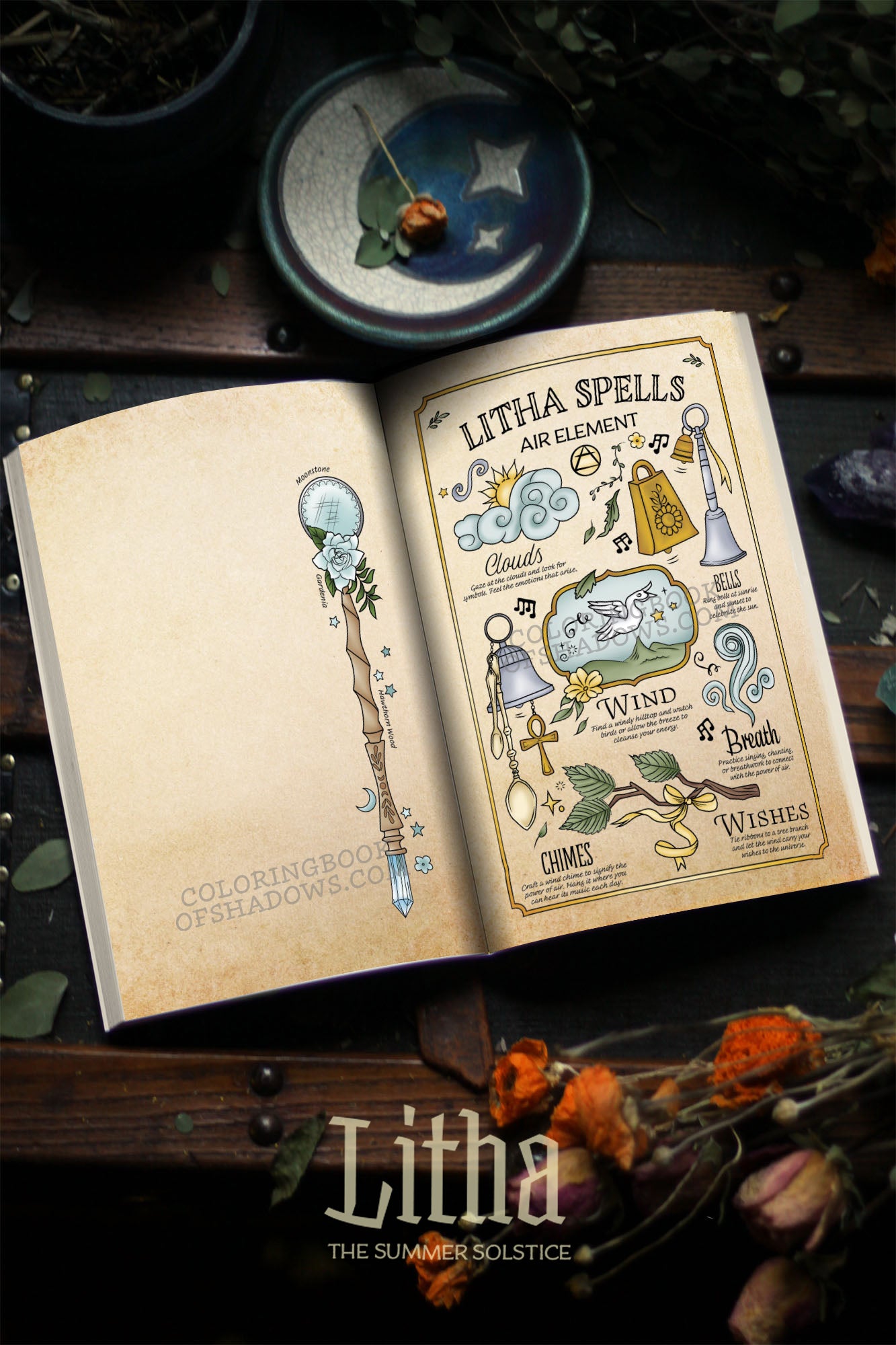 FULL COLOR Litha: The Summer Solstice - Coloring Book of Shadows